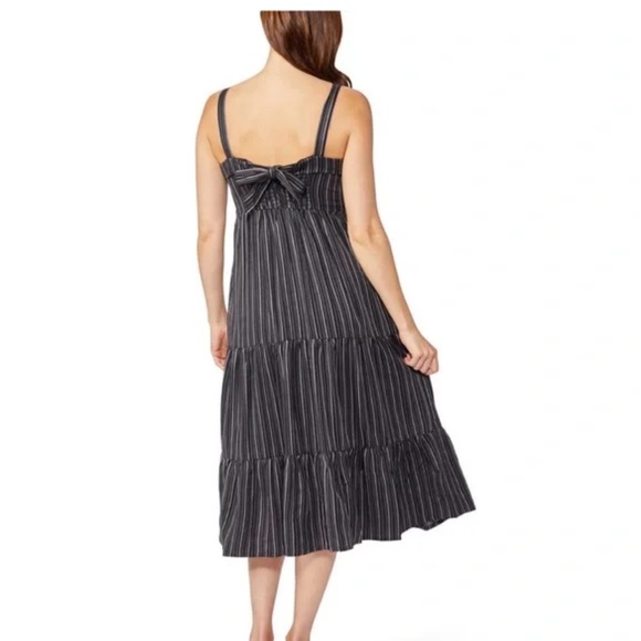 PAIGE Santibel Stripe Tiered Midi Dress Cotton Linen Womens‎ Size L - Picture 2 of 8